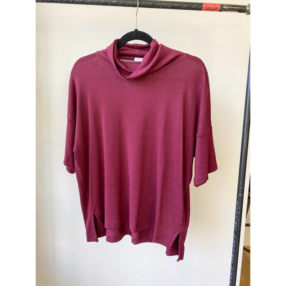 GAP Women's Maroon Cowl Neck Quarter Sleeve Hi-Low Hem Pullover Top size S - Picture 1 of 8